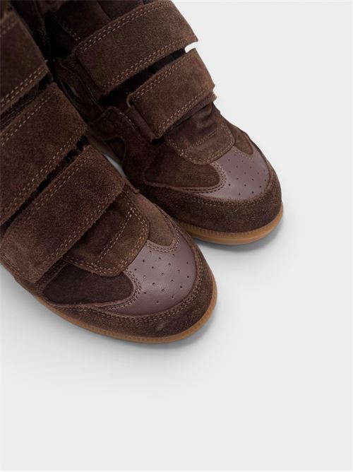 Sneakers alte in suede testa di moro con strappi IL LACCIO | MOONVELOURT.MORO